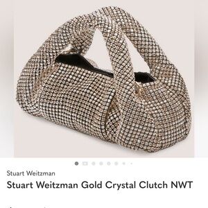 Stuart Weitzman Gold Crystal Handle Clutch